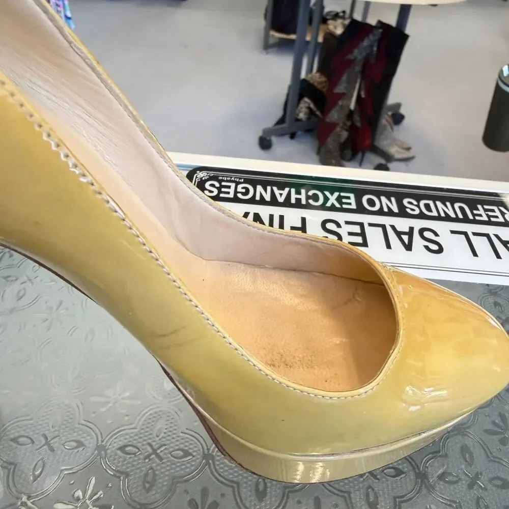 Jimmy Choo Yellow Patent Leather Pumps Sz 36.5 US 6